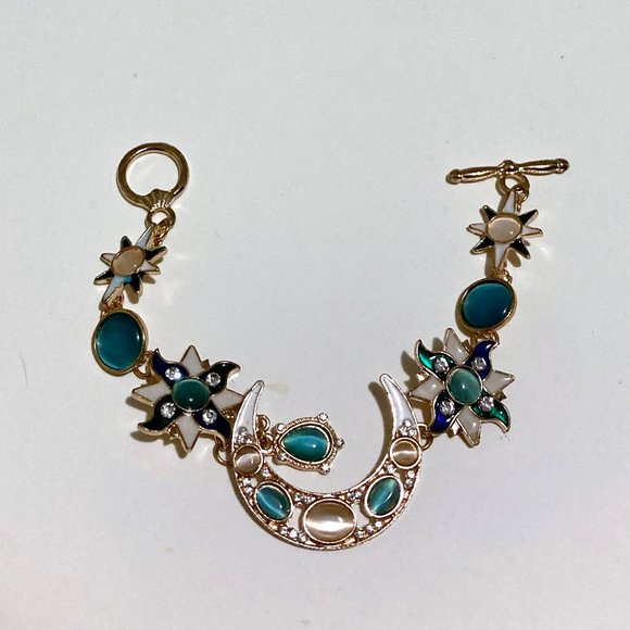 Celestial Moon Sun Stars Cats Eyes Bracelet Toggle Clasp Women's Fashion Jewelry - Picture 9 of 9